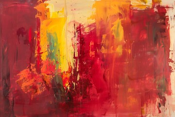 Abstract Painting. Abstract oil painting in reds and yellows . - obrazy, fototapety, plakaty
