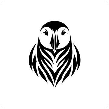 recommend clip art: Puffin in modern tribal tattoo, abstract line art of animals, minimalist contour. Vector