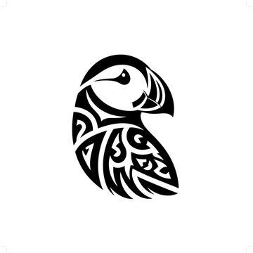 recommend clip art: Puffin in modern tribal tattoo, abstract line art of animals, minimalist contour. Vector