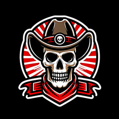 illustration design logo a skull and red hat