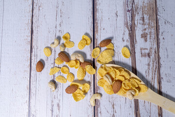 Cashew, walnut, hazelnut and almond nuts isolated on white background.