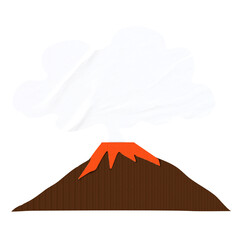 PNG volcanic eruption, paper craft collage element, transparent background