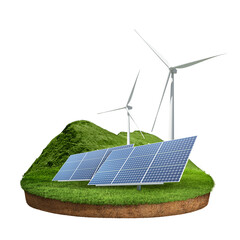 Renewable energy png floating island, environment & sustainability, transparent background