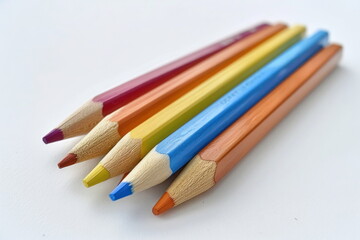 Fototapeta premium color pencil on white background, wooden colored pencils