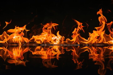 surface of fire, black background