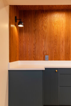 Vertical Wood Paneling in Modern Home  Kitchen 