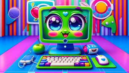 Colorful Child-Friendly PC: An Illustrated Personal Computer Designed for Kids with Bright Colors