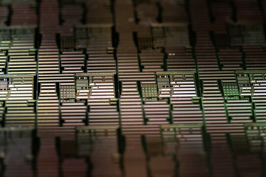 Silicon wafer semiconductor macro. Technology background.