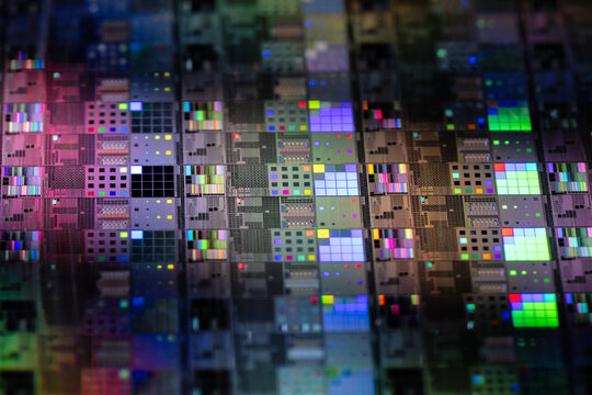 Silicon wafer semiconductor macro. Technology background.