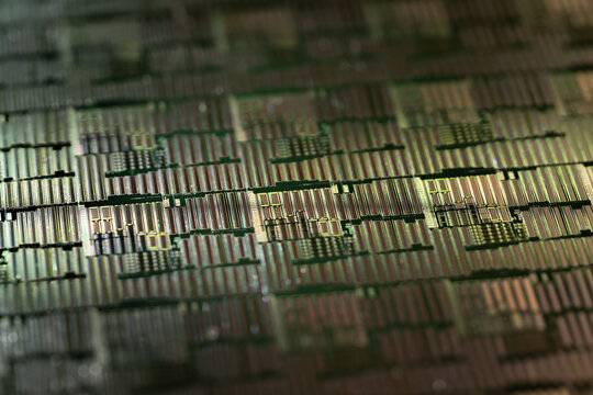 Silicon wafer semiconductor macro. Technology background.