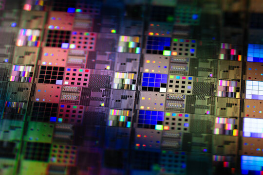 Silicon wafer semiconductor macro. Technology background.
