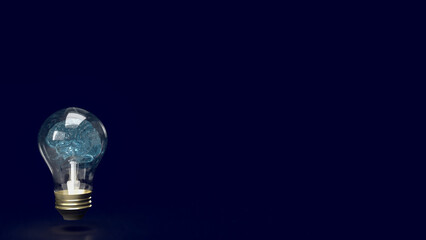 The Brain light bulb for education or creative inspiration concept 3d rendering.