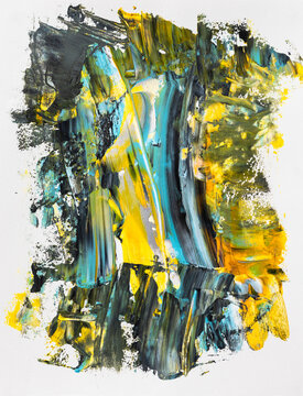 Abstract black and yellow painting