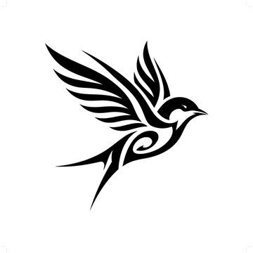 recommend clip art: Swallow in modern tribal tattoo, abstract line art of animals, minimalist contour. Vector