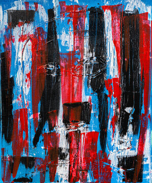 Abstract blue and red painting