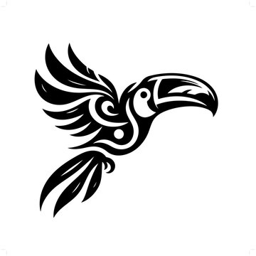 recommend clip art: Toucan in modern tribal tattoo, abstract line art of animals, minimalist contour. Vector