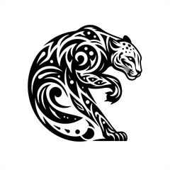 Cheetah in modern tribal tattoo, abstract line art of animals, minimalist contour. Vector