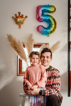 Proud father and her 5 year old daughter on birthday