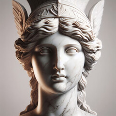Illustration of a Renaissance marble statue of Athena. She is the Goddess of wisdom, warfare, and handicraft. Athena in Greek mythology, known as Minerva in Roman mythology. 