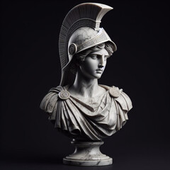 Illustration of a Renaissance marble statue of Athena. She is the Goddess of wisdom, warfare, and handicraft. Athena in Greek mythology, known as Minerva in Roman mythology. 
