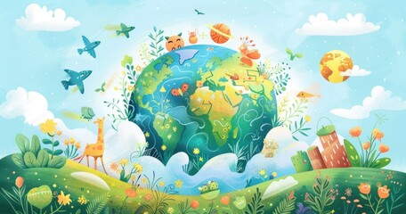 Fototapeta na wymiar Art Illustration Celebrate Earth day