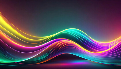 Big Neon Wave Background rainbow, illustration. 