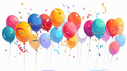 Colorful helium balloons in 2d PNG format make a delightful addition to any holiday decoration