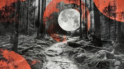 A serene path with diverging trails - obrazy, fototapety, plakaty