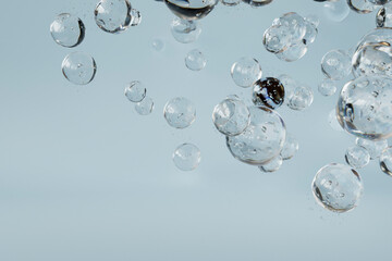3D Render of Sparkling Water Droplets in Zero Gravity with Pale 