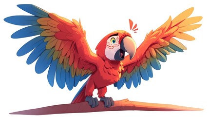 Naklejka premium A charming cartoon of a playful macaw bird striking a pose