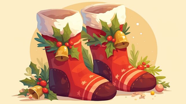 2d illustration of Christmas socks icon