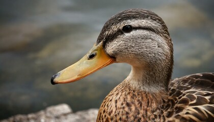 close-up image of a duck featuring a remarkably long beak - obrazy, fototapety, plakaty