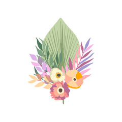 Fantasy Floral Bouquet. Captivating Vector Illustration of Simple Spring Flowers