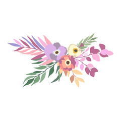 Fantasy Floral Bouquet. Captivating Vector Illustration of Simple Spring Flowers