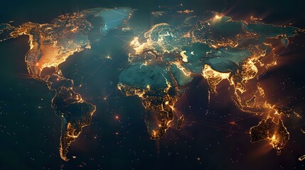 Obraz premium Illuminating the World Map: A Visual Display of Global Data
