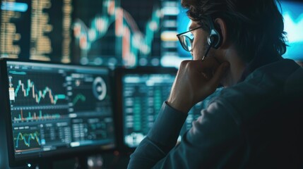 stock trader analyzes market data on their computer, equipped with the tools and knowledge to navigate the complexities of stock trading.