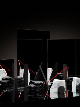 Dark still life with graphic elements