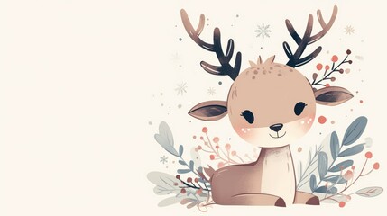 Add a touch of festive charm to your baby shower card with an adorable reindeer design