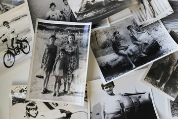 collage of black and white old photos. 