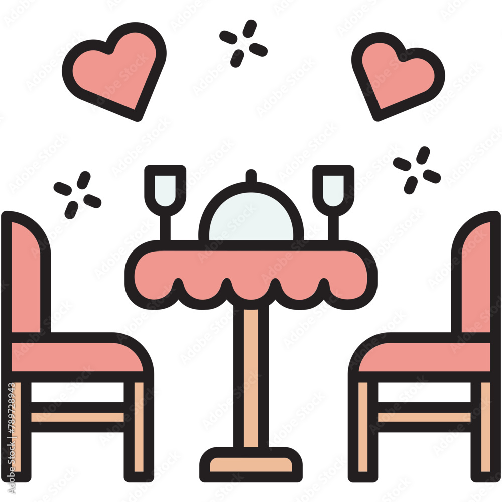 Sticker romantic dinner icon