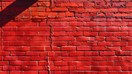 A vibrant red brick wall background with subtle shadows, perfect for highlighting product placements in a minimalist style - obrazy, fototapety, plakaty