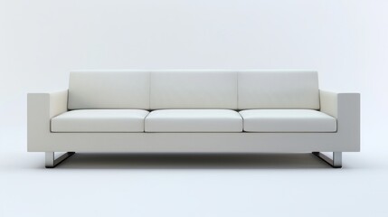 Elegant minimalist modern couch with multifunctional features, sleek lines, isolated on a pure white background, ideal for eco-friendly modern interiors