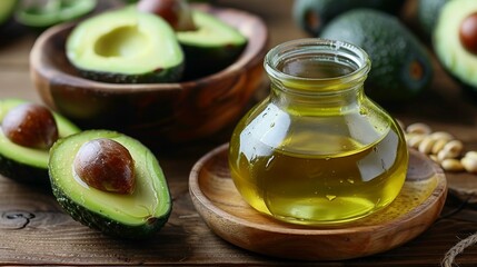 Avocado Oil Cooking, Use avocado oil for a healthier cooking option, closeup