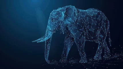 Foto op Aluminium Elephant low poly model, African animal polygonal wireframe AI generated © haizah