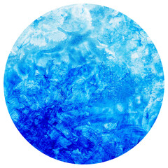Abstract blue watercolor background. Hand painted abstract blue paint circle.
