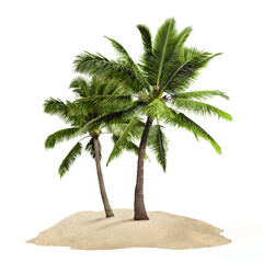 Tropical island png sticker, palm trees on transparent background