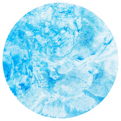 Abstract blue watercolor background. Hand painted abstract blue paint circle.