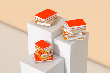 Modern Book Display on White Shelves