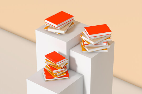 Modern Book Display on White Shelves