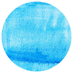 Abstract blue watercolor background. Hand painted abstract blue paint circle.